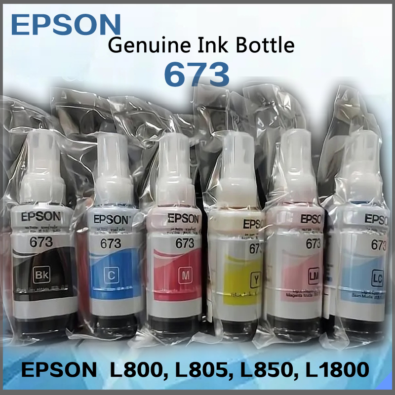 หมึก Epson 673 6สี หมึกเติมของแท้ 100% แบบไม่มีกล่อง L800/L805/L810/L850/L1800