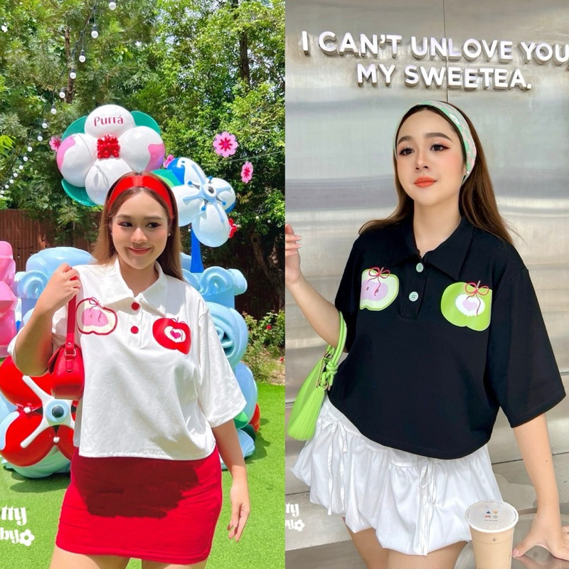 เสื้อเชิ้ตโอเวอร์ไซส์ สกรีนลายน้องแอปเปิ้ล สุดคิ้ว🍎🍏ผ้านิ่ม ยืดเยอะ ใส่สบาย เสื้อผ้าสาวอวบอ้วน พลัสไซส์ ไซส์ใหญ่