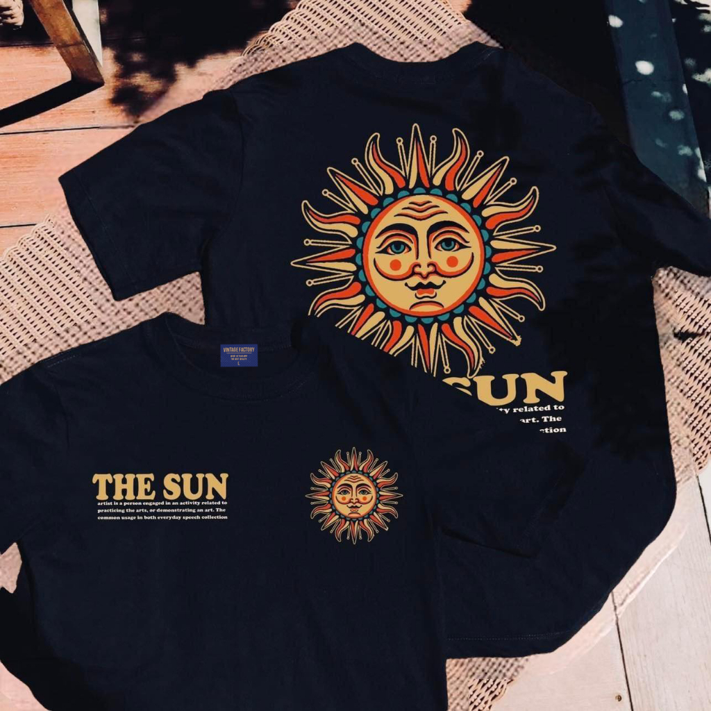 เสื้อยืด Cotton100% THE SUN - เทคนิคซิลค์สกรีน สีจมลงเนื้อผ้าติดแน่นทนนาน