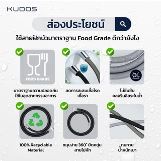 [พร้อมส่ง] KUDOS Shower Hose สายฝักบัวสกินแคร์ หลีกเลี่ยงแหล่งสะสมเชื้อโรค หมุนได้ 360° หมดปัญหาสายพันกัน