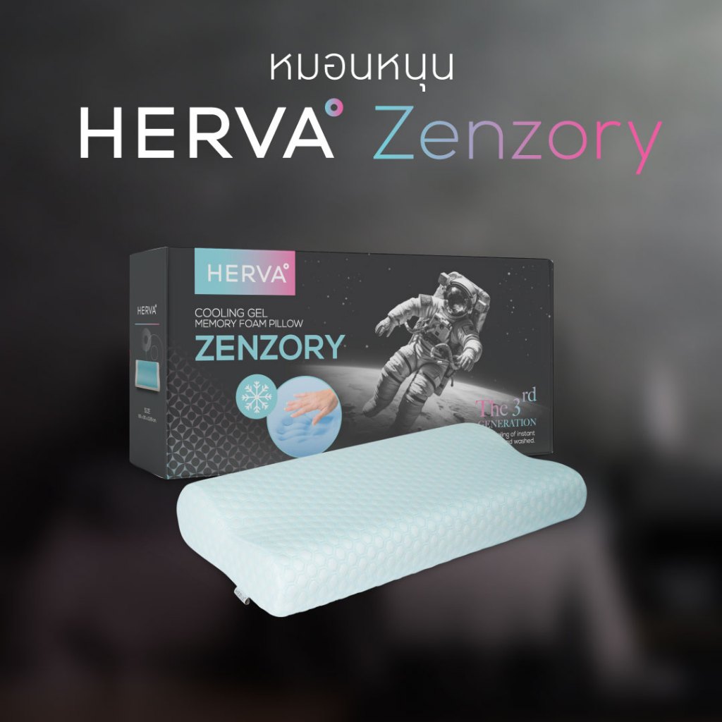 HERVA หมอนหนุนเมมโมรี่โฟม รุ่น ZENZORY PILLOW (WHIT GEL)