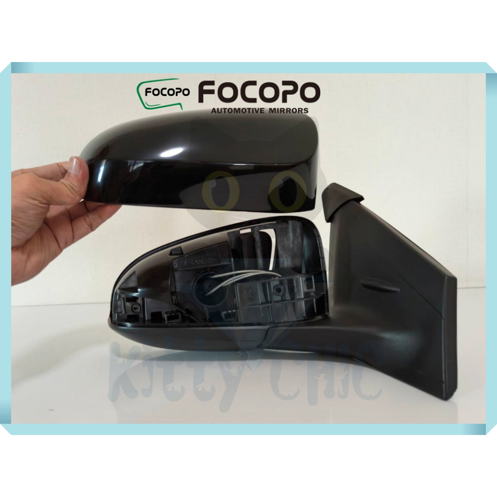 Focopo กระจกธรรมดา Toyota Vios / Yaris ปี 2014 - 2018 ปรับมือ รุ่นธรรมดา สีดำ กระจกข้าง โตโยต้า วีออส ยาริส กระจกวีออส