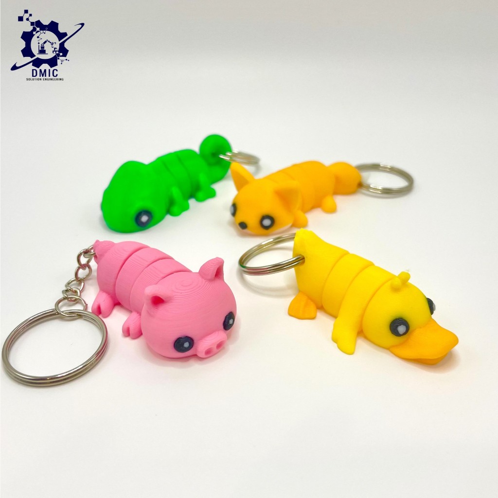 พวงกุญแจสัตว์เลี้ยง ดุ๊กดิ๊กได้ น่ารัก สีสันสดใส Keychain 3D Printing วัสดุ PLA