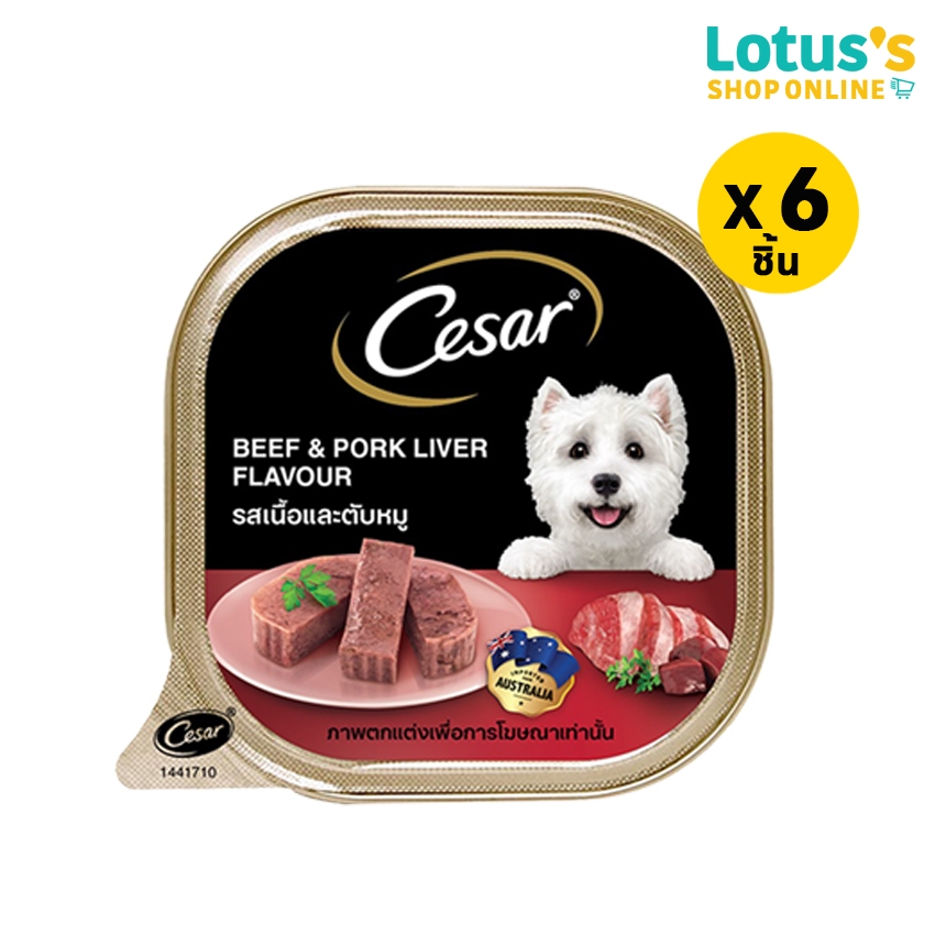 [ทั้งหมด 6 ชิ้น] ซีซาร์ อาหารสุนัข ชนิดเปียก แบบถาด ขนาด 100 กรัม CESAR WET DOG FOOD TRAY TYPE 100 G.