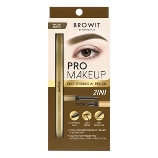 บราวอิท โปรเมคอัพ แฟลตอายบราว เพนซิล Browit Pro Makeup Flat Eyebrow Pencil (ดินสิเขียนคิ้วแบบหัวหมุน , เครื่องสำอาง)