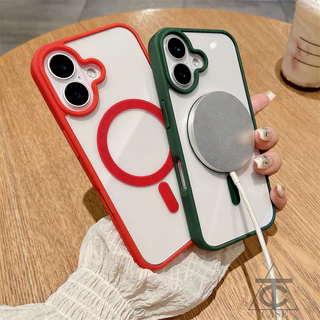 ส่งจากไทย เคสอะคริลิคชาร์จได้ ขอบสี งานกล่องขาว สำหรับ ไอโฟน 16 Pro Max 13 11 12 14 15 17 PROMAX 7 8 plus xr x xs max