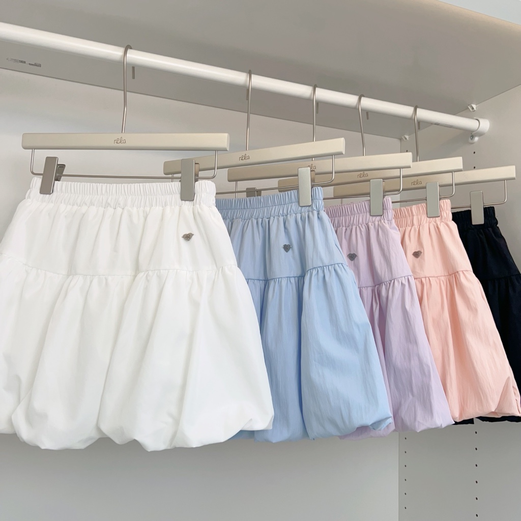 RIKA กระโปรงบอลลูนริกะ อะไหล่หัวใจ ผ้าไม่ต้องรีดสีพาสเทล