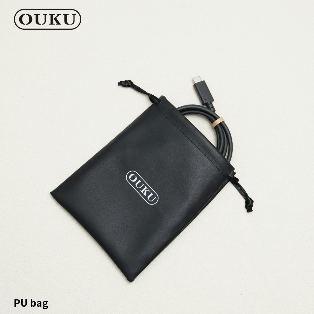 กระเป๋าเชือกหูรูด OUKU PU BAG / VELVET BAG กระเป๋าพาวเวอร์แบงค์ สําหรับเก็บใส่สายชาร์จ แบตสำรอง