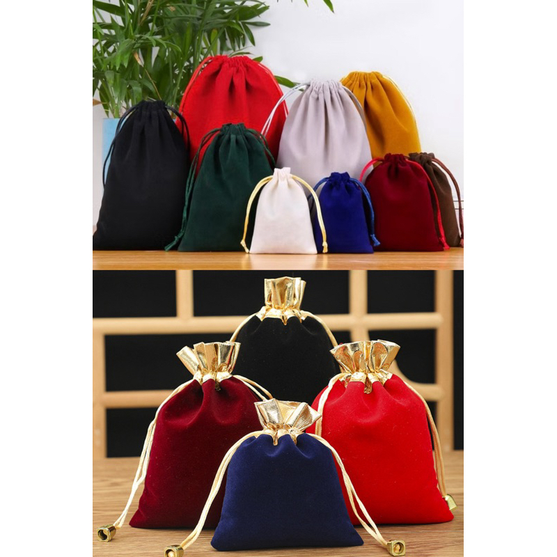 A068 พร้อมส่ง(ขั้นต่ำ5ใบคละแบบได้) ถุงผ้ากำมะหยี่  ใส่ของชำร่วย ของรับไหว้ ของขวัญ เครื่องประดับ สังฆทาน แพคเกจขนม