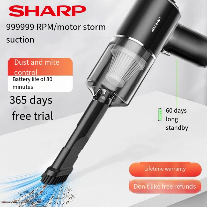 SHARP เครื่องดูดฝุ่นในรถ เครื่องดูดฝุ่นขนาดเล็ก ดูดฝุ่นแบบพกพาไร้เสาย ​จิ๋ว มือถือ 6000Pa usb ที่ดูดฝุ่นในรถยนต์ ภายในบ้