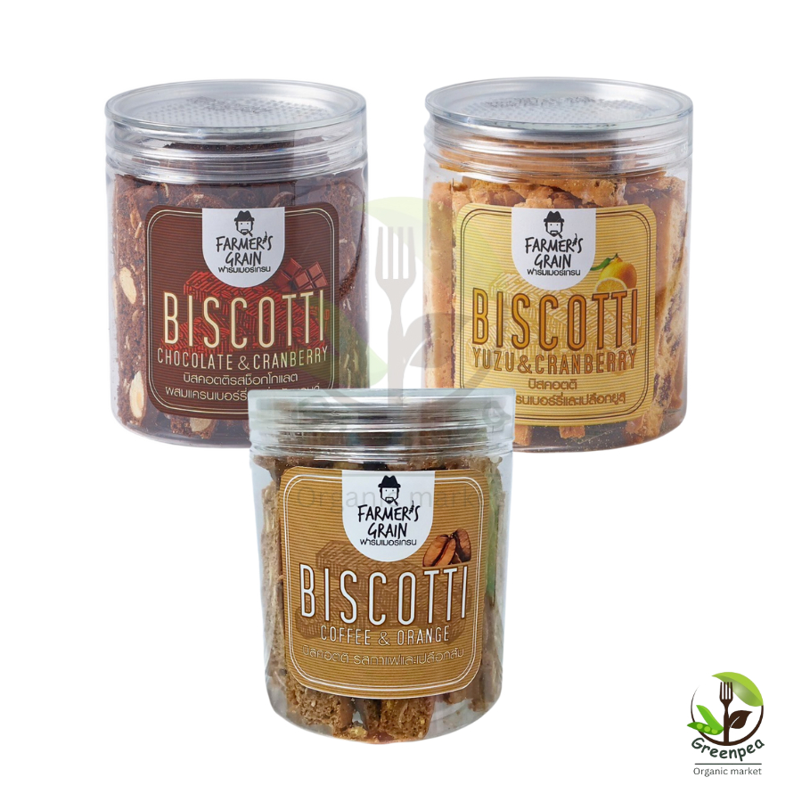 Farmer's Grain Biscotti บิสคอตติ 3 รสชาติ กรุบกรอบ ขนาด 140 กรัม รูปแบบเเท่ง ฟาร์มเมอร์เกรน