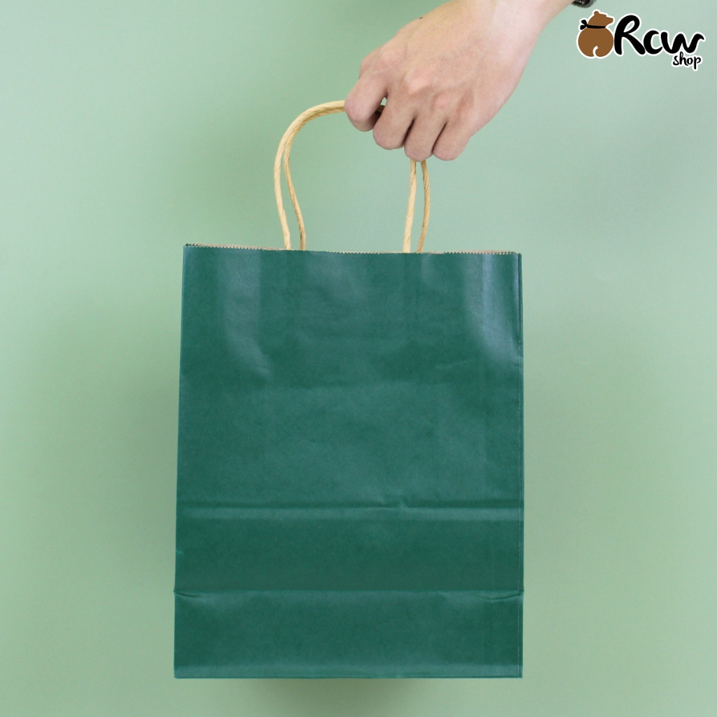 ถุงกระดาษหูเกลียว เซ็ตสีเข้ม (แพ็ค 25 ใบ , 6 ขนาด 5 สี) ถุงกระดาษใส่สินค้า ของชำร่วย จัดเซ็ตของว่าง