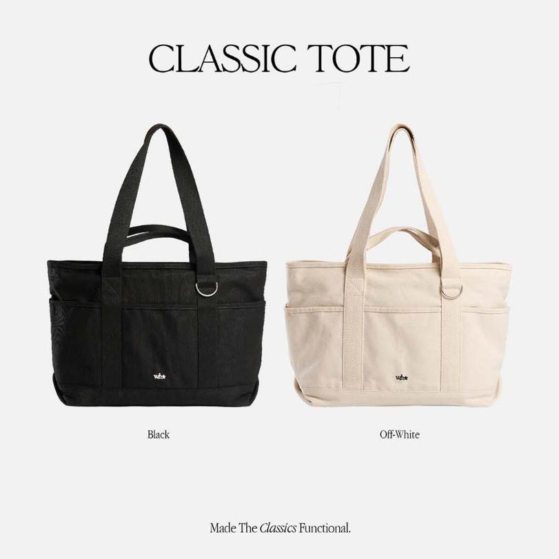 WHISPERWHITE - CLASSIC TOTE กระเป๋าผ้าแคนวาส ซับในไนลอน