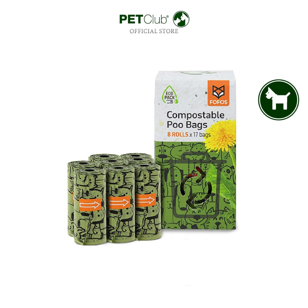 [PETClub] FOFOs Poop Bag Refills - ถุงเก็บมูลสัตว์ 8 ม้วน 136ถุง