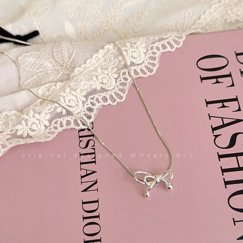 COD-ส่งเร็วจากไทย🎀สร้อยคอแฟชั่น จี้ประดับโบว์ หวาน สไตล์เกาหลี นักเรียนสำหรับผู้หญิง เหมาะกับของขวัญ ไม่ทําให้แพ้ง่าย-Te - รูปที่ 6
