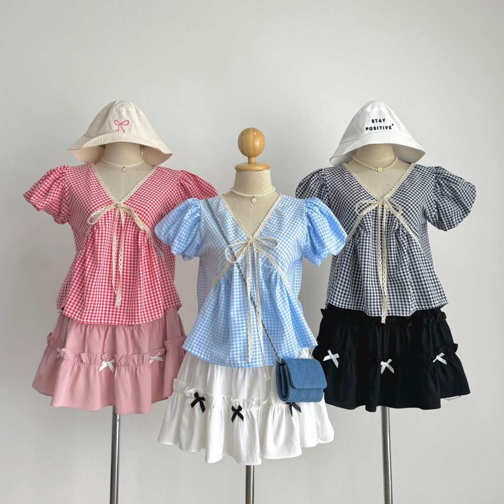 เสื้อลายสก๊อต และผ้าผูกผม #FF81 #FF82 #DD136