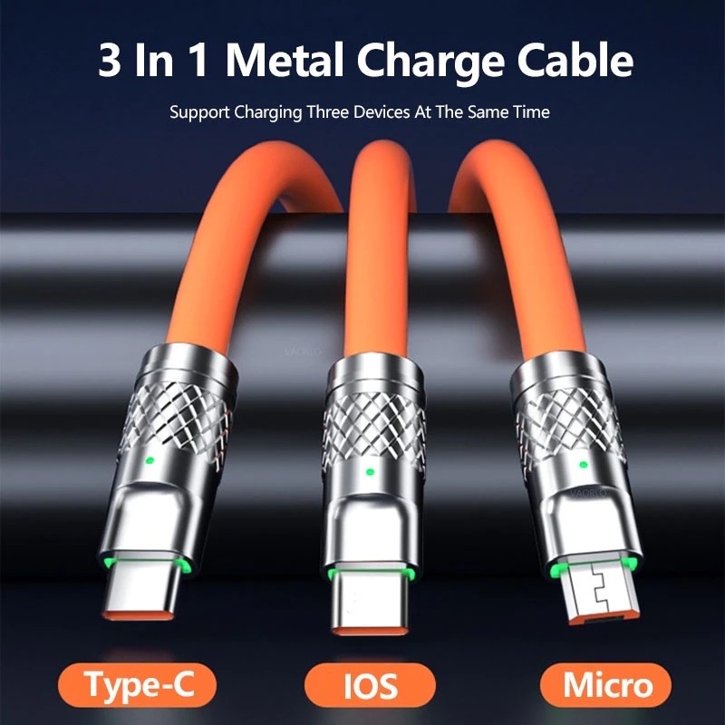 สายชาร์จ type c สายชาร์จ 3 in1 สายชาร์ท iphone สายชาทไอโฟน 120w usb Charger Cable สายชาร์จ Android