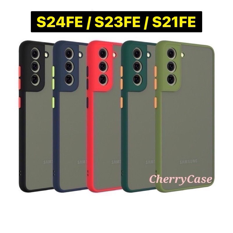 เคสกันกระเเทก Samsung Galaxy S21 FE/ S23 FE / S24 FE (Fan edition 5G )เคสขอบสี กันกล้อง กันกระแทก