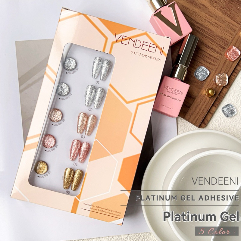 สีเจลกากเพชรแพทตินัม VENDEENI 5 สี พร้อมชาร์ทสี รุ่นใหม่2024