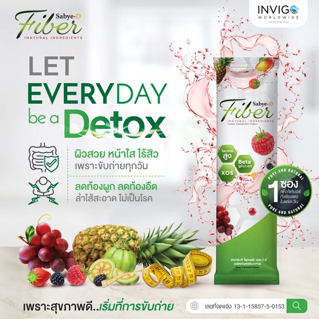 SBD Fiber ดีท็อกซ์ ลดพุง ขับถ่ายดี ไฟเบอร์ขับถ่าย ช่วยเรื่องอาการท้องผูก Detox ล้างลำไส้