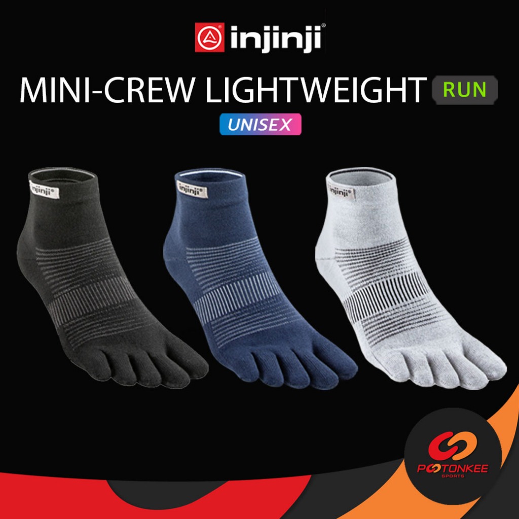 Pootonkee Sports INJINJI MINI CREW LIGHTWEIGHT (UNISEX) ถุงเท้าวิ่ง 5 นิ้ว กันการเสียดสีของนิ้วเท้า แบบบาง เหนือข้อ