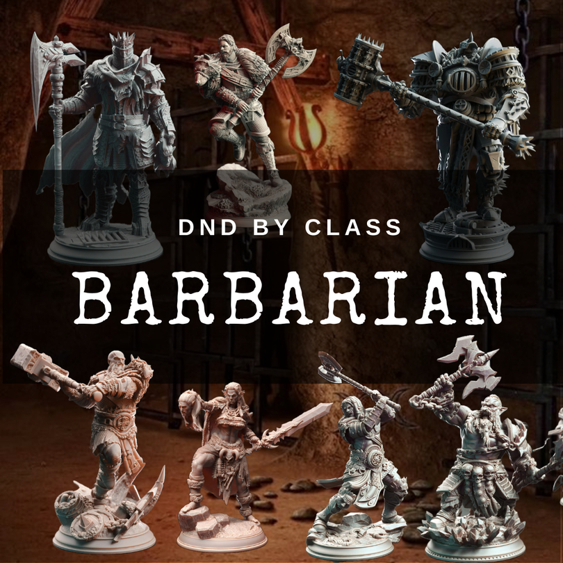 Barbarian Class I รวมโมเดลอาชีพ Barbarian (งานเรซิ่นสีเทา ฐาน 1 นิ้ว)