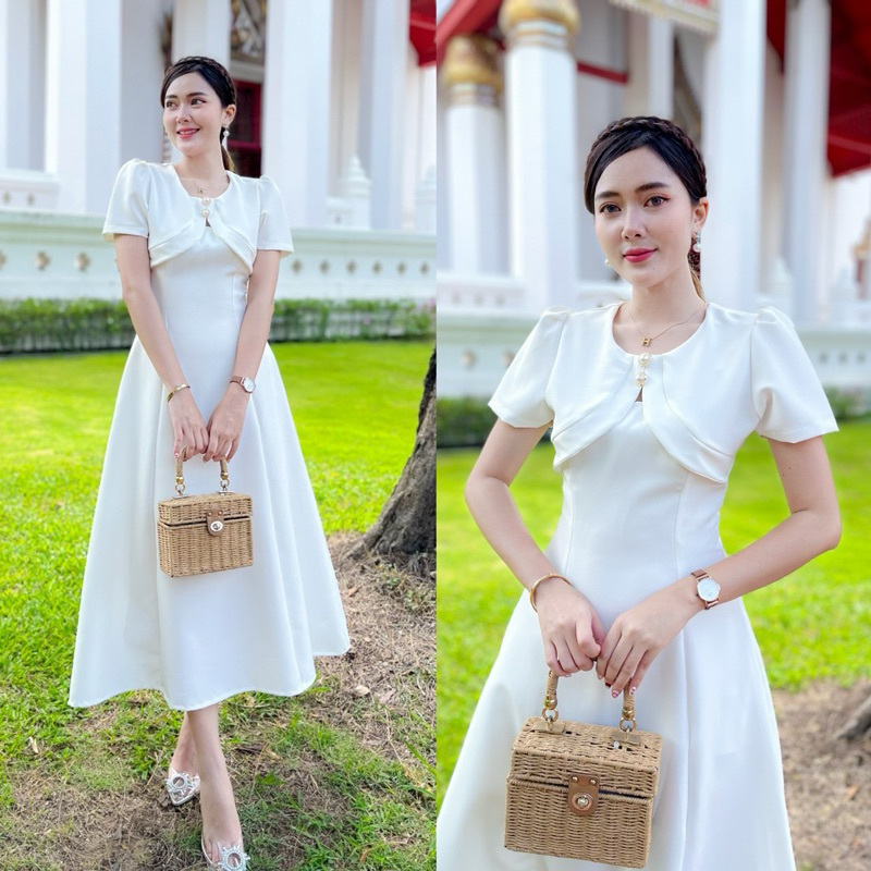เดรสยาวใส่ออกงาน สวยมาก ไม่บาง (ใส่ซับในทั้งตัว)