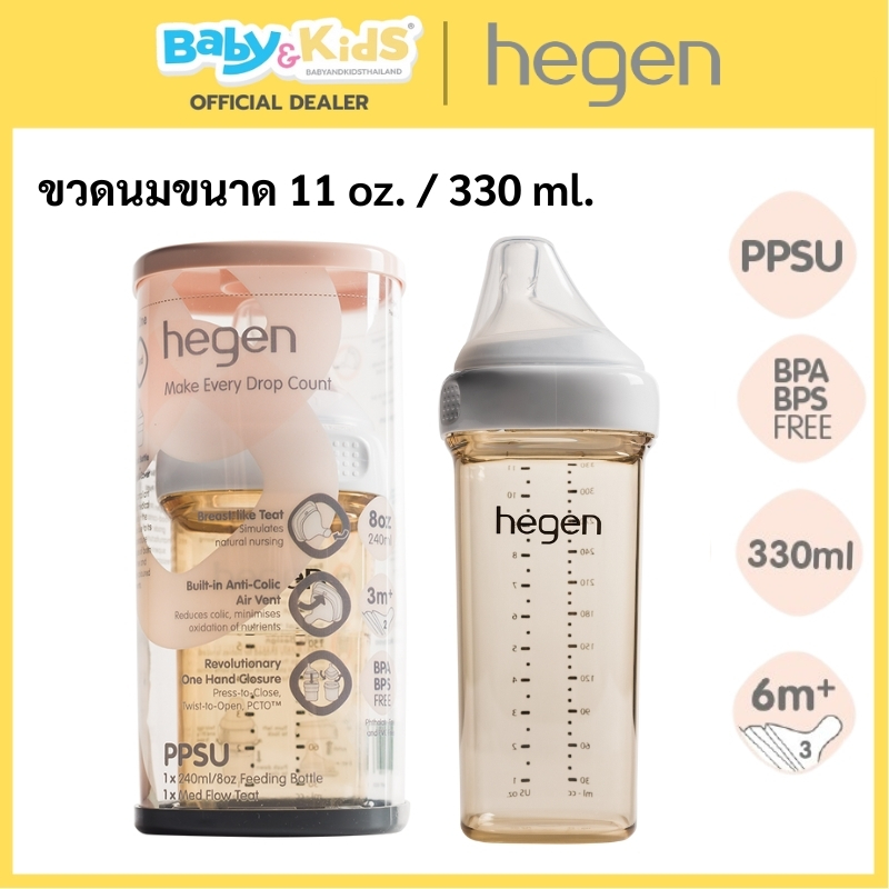 🎈11ozFast Flow🎈 Hegen ขวดนม ขวดนมเด็ก ขนาด 11 ออนซ์ / 330 มล. พร้อมจุกนม Fast Flow น้ำนมไหลเร็ว