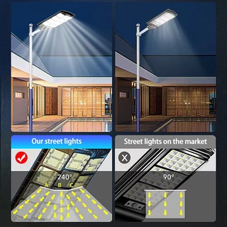KKSKY ไฟถนนโซล่าเซลล์ 500W 1000W 2000W Solar Light IP67 ไฟเซ็นเซอร์ โคมไฟถนน กันน้ำ การควบคุมแสงอัจฉริยะ ไฟสวนกลาง LED
