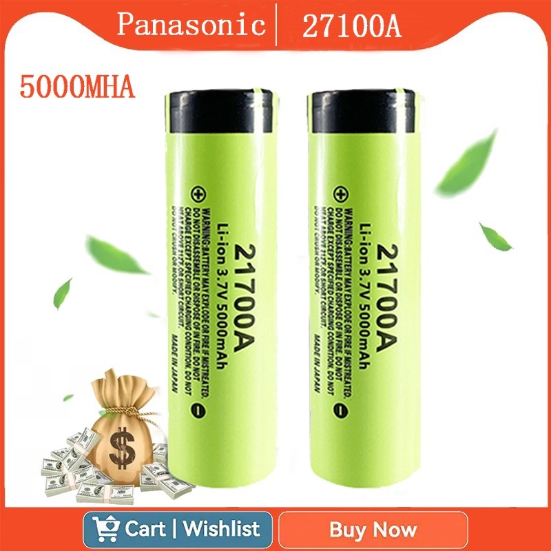 ถ่านชาร์จPanasonic แบตเตอรี่ 21700 3.7V 5000mAh  หัวแบน แบตเตอรี่ลิเธียม คุณภาพสูง แบตเตอรี่ไฟฉาย Re