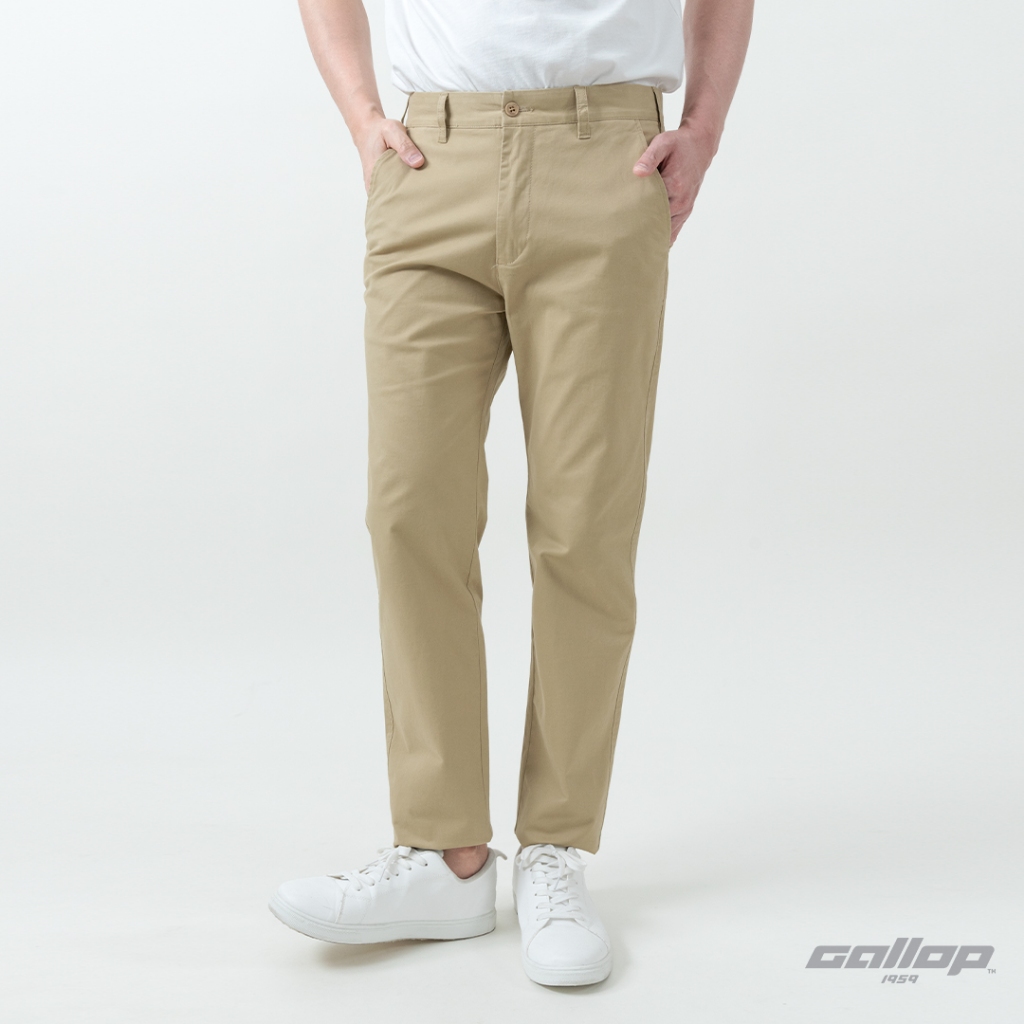 GALLOP : CHINO PANTS กางเกงขายาวสีพื้น (ผ้าชิโน) รุ่น GL9013 สี khaki - กากี / ราคาปรกติ 2490.-