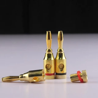 หัวปลั๊ก บานานาแจ็ค ชุบทอง Gold plated Banana Plugs Red Black 4mm แจ็ค เครื่องเสียง ลำโพง