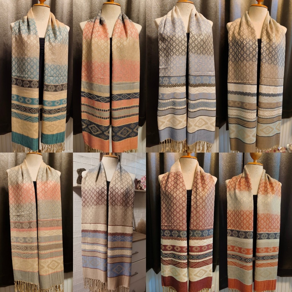 5.ผ้าพันคอ ผ้าคลุม เนื้อนุ่ม ฝ้ายเย็นสบาย ของขวัญ ของชำร่วย ของฝาก Thai cloth 100%