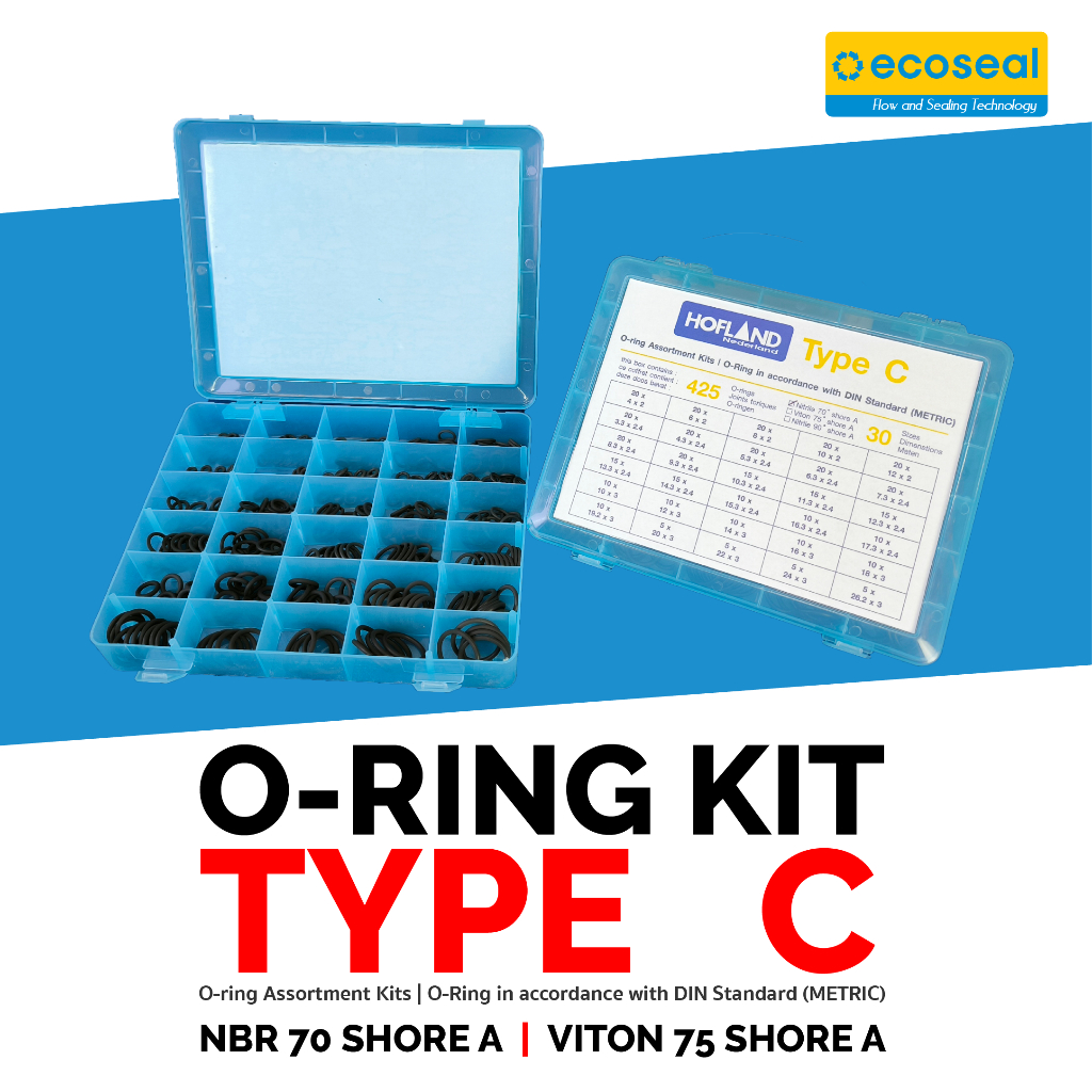 โอริง โอริงชุด โอริงกล่อง ชุดโอริงกล่อง Type C วัสดุ ยาง NBR/FKM ไวตัน  มาตรฐาน DIN (ไซส์มิลลิเมตร)