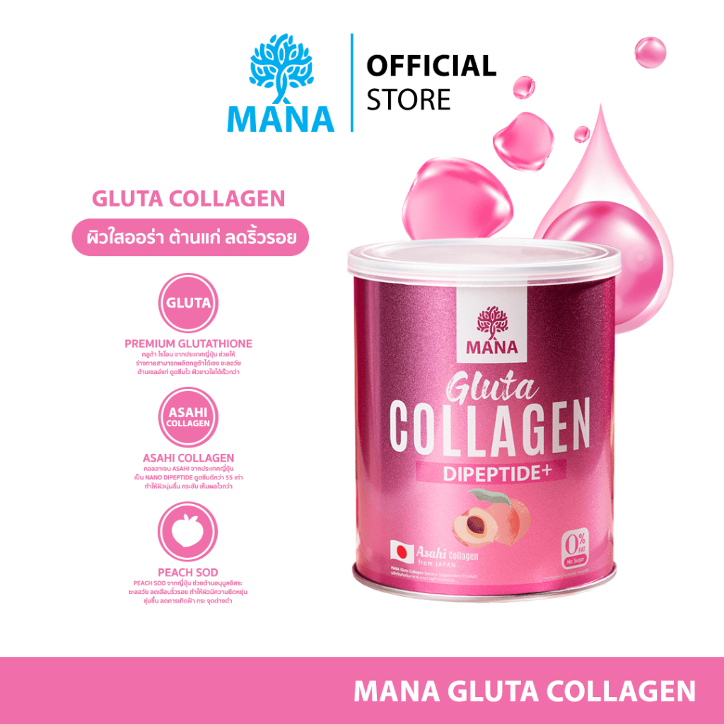 MANA GLUTA COLLAGEN ปลุกผิวออร่าใส ต้านแก่ ริ้วรอย ฝ้ากระ จุดด่างดำ