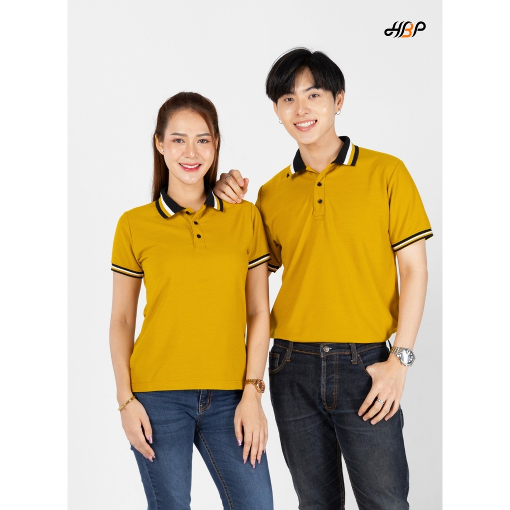เสื้อโปโลสีเหลืองไพรปกดำขลิบขาวเหลืองไพร แขนจั้ม ไม่มีกระเป๋า ไม่ยืด ไม่ย้วย คงทน ไม่เสียทรง แม้ซักบ่อย ราคาสุดคุ้ม
