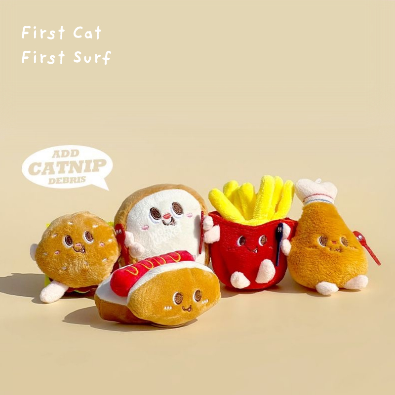 ของเล่นแคดนิปรูปเซ็ตอาหาร แซนวิช แฮม แฮมเบอร์เกอร์ เฟรนช์ฟรายด์ ขนมปัง catnip toy แคดนิป ของเล่นแมว ของเล่นสัตว์เลี้ยง