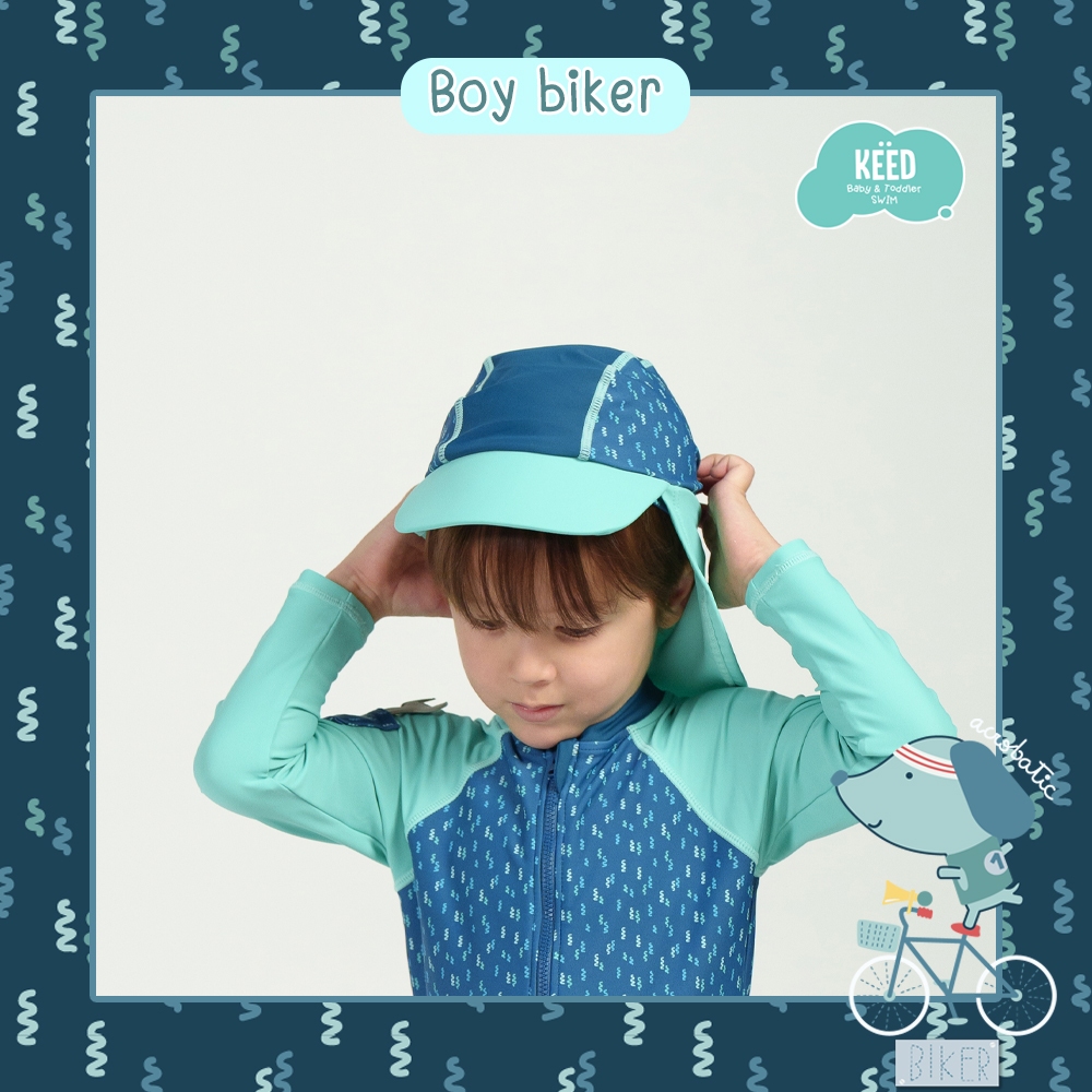 KEED : หมวกผ้าว่ายน้ำ BOY BIKER ป้องกันยูวี 50+