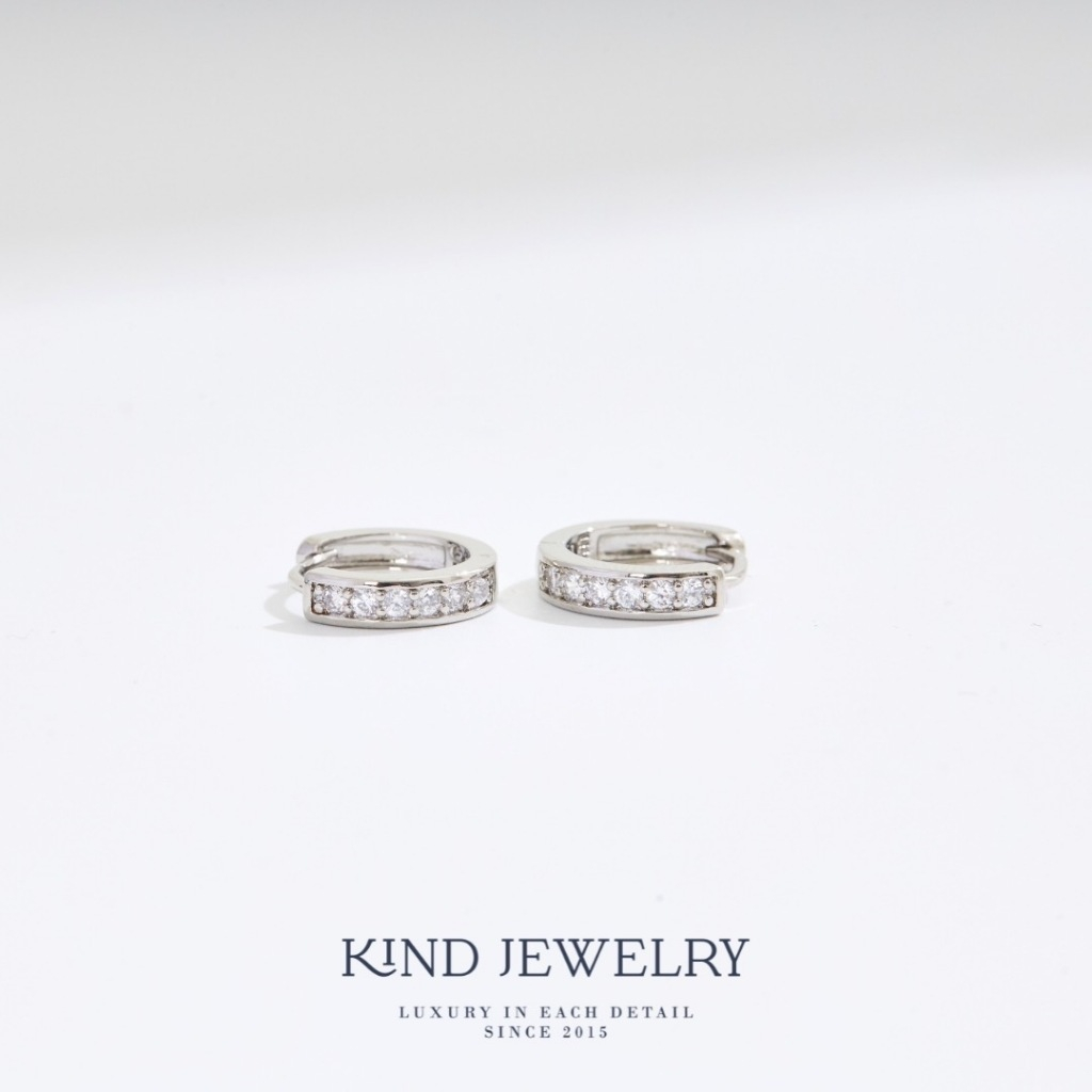 kind jewelry ต่างหูห่วง รุ่น all hoop (1CM) ต่างหูห่วงยอดนิยมสไตล์เพชรแท้