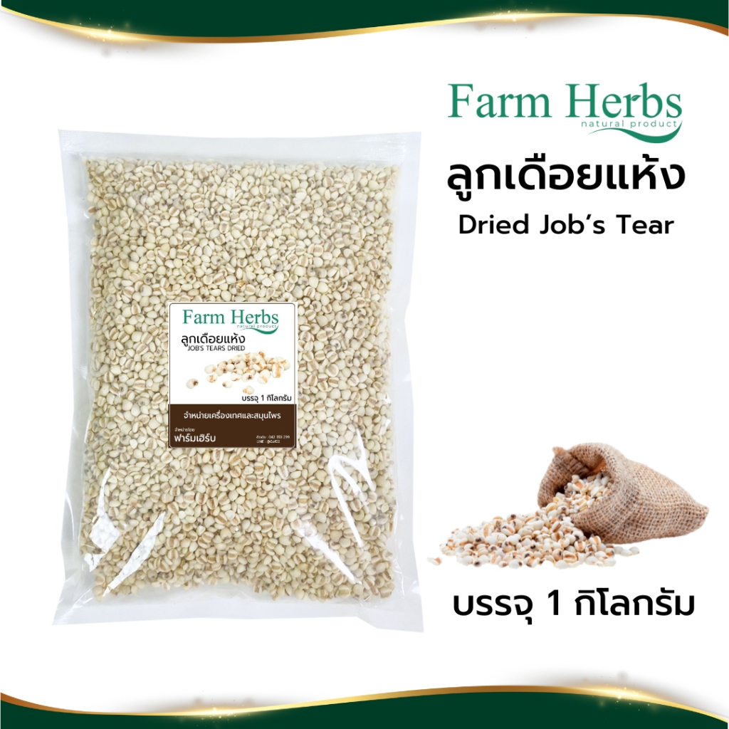 ลูกเดือย  Dried Job's tears ตราฟาร์มเฮิร์บ ขนาด 1 กิโลกรัม (FHR0127067)