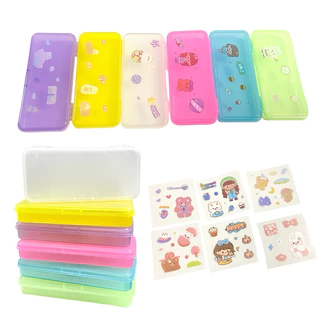 กล่องดินสอพลาสติก502 ใส สีหวาน พาสเทล DIY แถมสติกเกอร์