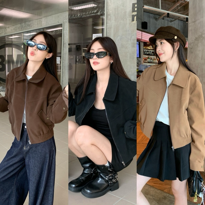 gurls.girl | matte jacket แจ็คเก็ตหนังด้าน 3 สี ส่งจากไทย