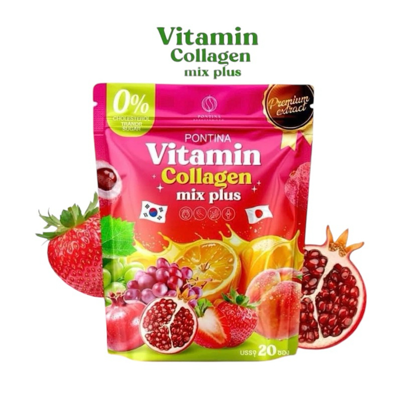 [ซื้อในไลฟ์ลด50%ของแท้] วิตามินคอลลาเจน พรทิน่า น้ำชงบำรุงผิวชะลอวัย Vitamin Collagen mix plus