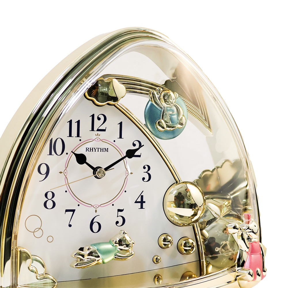 RHYTHM นาฬิกาตั้งโต๊ะ สีทองหรูหรา ระบบเดินเข็มของญี่ปุ่น 18 x 20 ซม.4SG762SR18 - รูปที่ 3