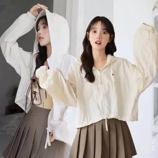 เสื้อคลุมผู้หญิง เสื้อคลุมกันแดด เสื้อคลุมผ้าร่ม มีฮู้ด กันแดด กันลม บางเบาใส่สบาย ManyCute