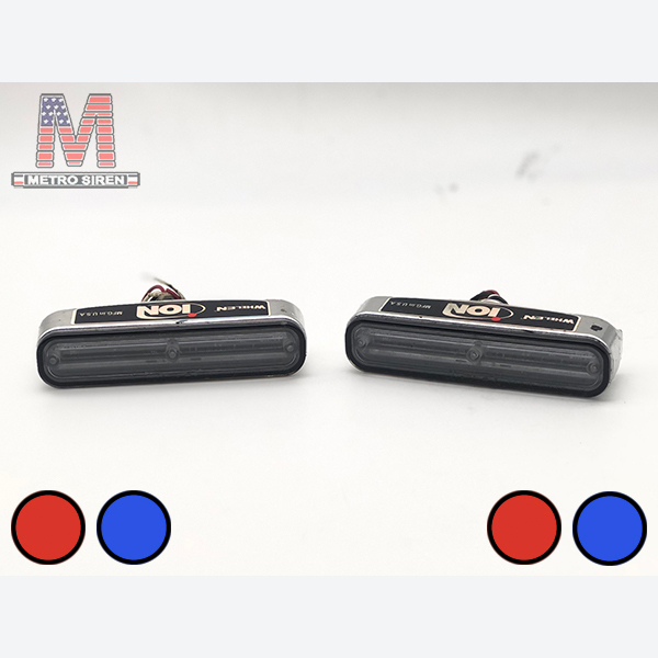 Whelen ION สีแดงน้ำเงิน ดูโอ้ กรอบโครเมียม ไซเรน (มือสอง - คู่)