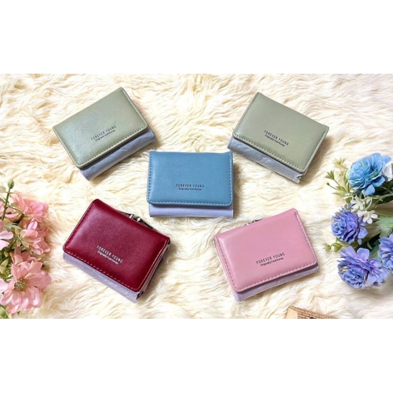กระเป๋าสตางค์Forever young ใบสั้น แบบพับ ใส่เหรียญ ใส่ธนบัตรได้
