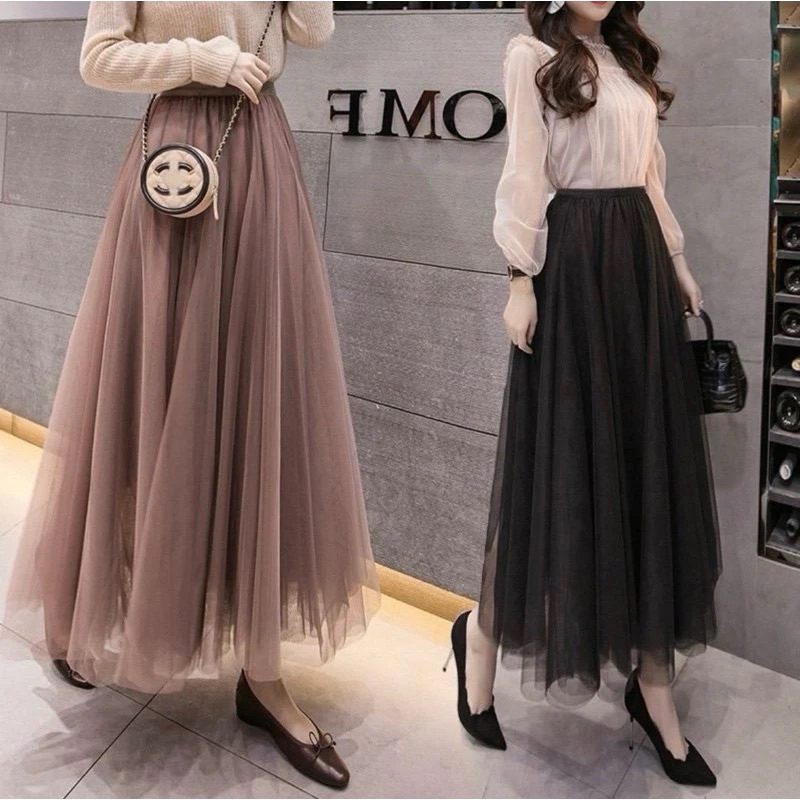กระโปรงมุ้งยาว 2 ชั้น มีซับในยาว 39 นิ้ว พร้อมส่ง