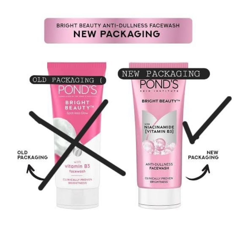 POND' S Bright beauty tm spot- Glow withvitamin B3 face wash 100mlพิสูจน์ความกระจ่างใสทางคลินิก