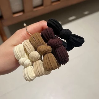 L098 ยางรัดผมโบว์โทนน้ำตาล สไตล์เกาหลี มี 5 สีให้เลือก พร้อมส่งจากไทย
